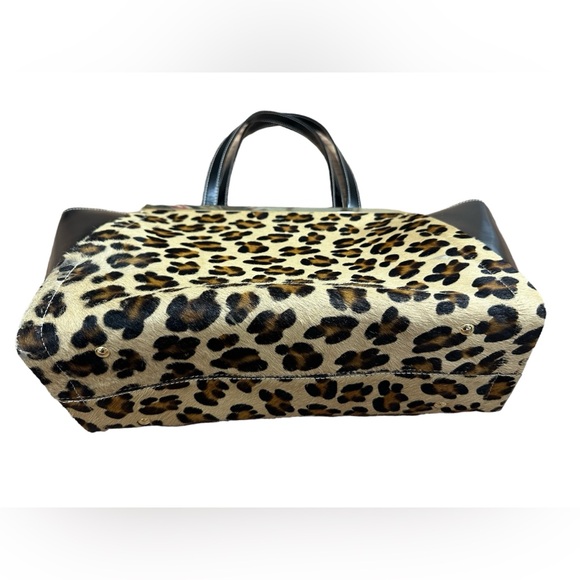 Genuine Leather Alberta Di Canio pony hair Leopard print Tote bag - Picture 4 of 8